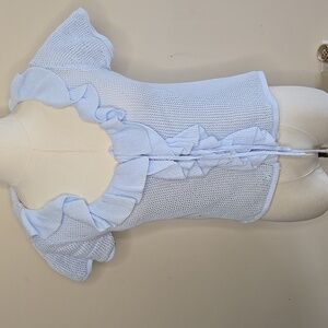 Soft Feminine Baby Blue Ruffle Knit Blouse by Wild Fable Cotton Small